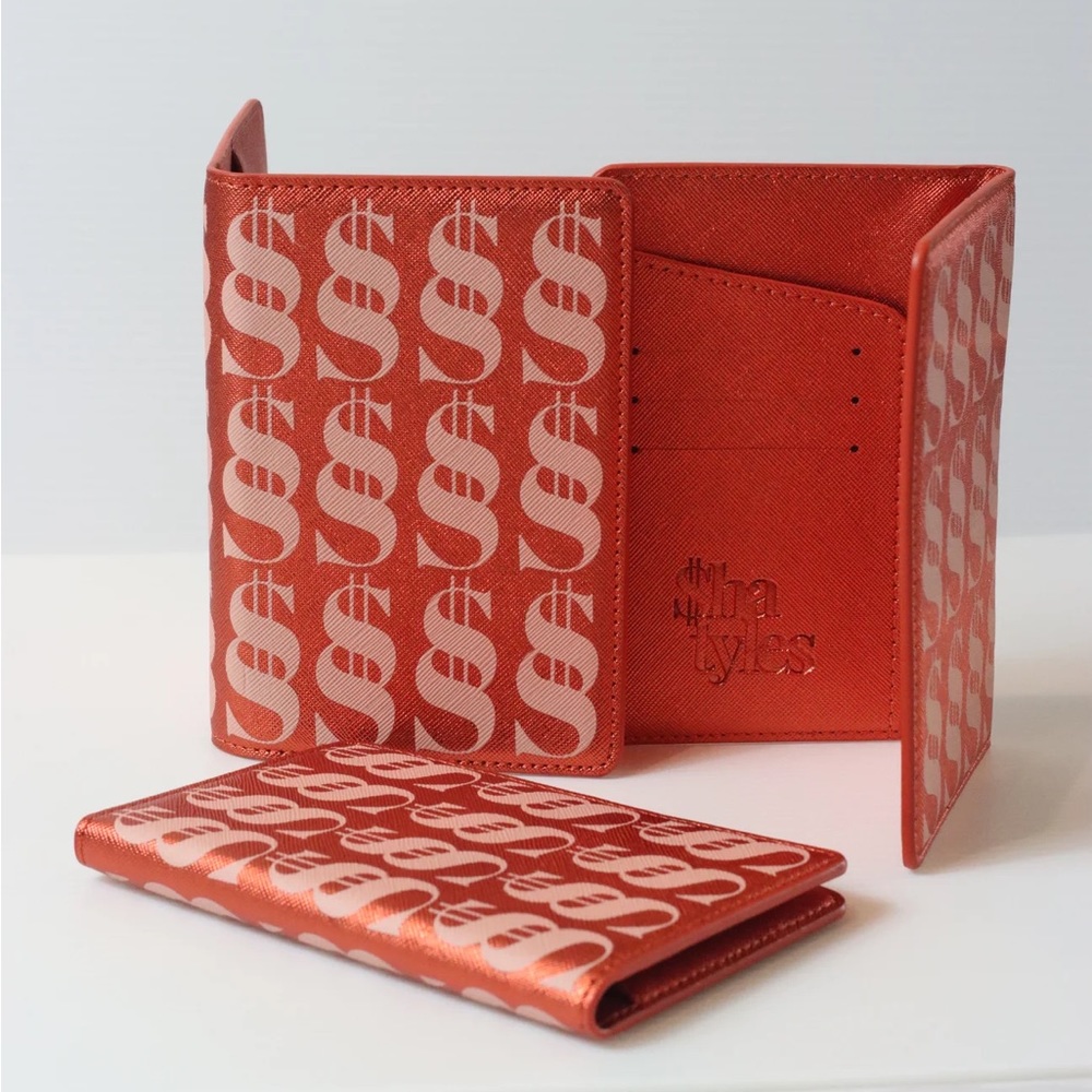Metallic Orange money manifesting Passport Cover Card Wallet Case